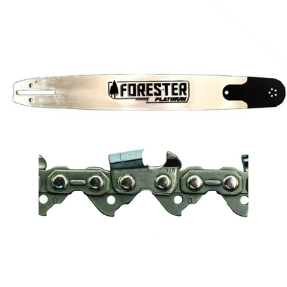 Forester 20" Chainsaw Platinum Pro Bar - ⅜ Pitch, Clear Oil Treated, .050 Gauge, Laser Heat Treated, 72 DL, Swiss Bearings, Rockwell 58 Hardness, Fits Large Mount D009 Husqvarna Chainsaw