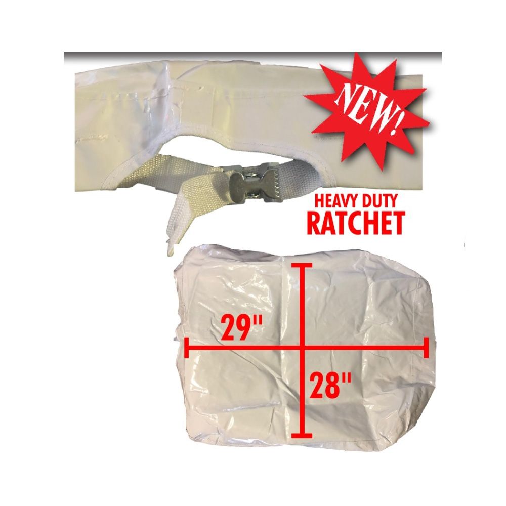 Forester Bucket Cover [29" x 28"] - White, Fits Single Buckets, Water Proof, Tightens with One Pull, Heavy Duty Ratchet, High Quality Construction